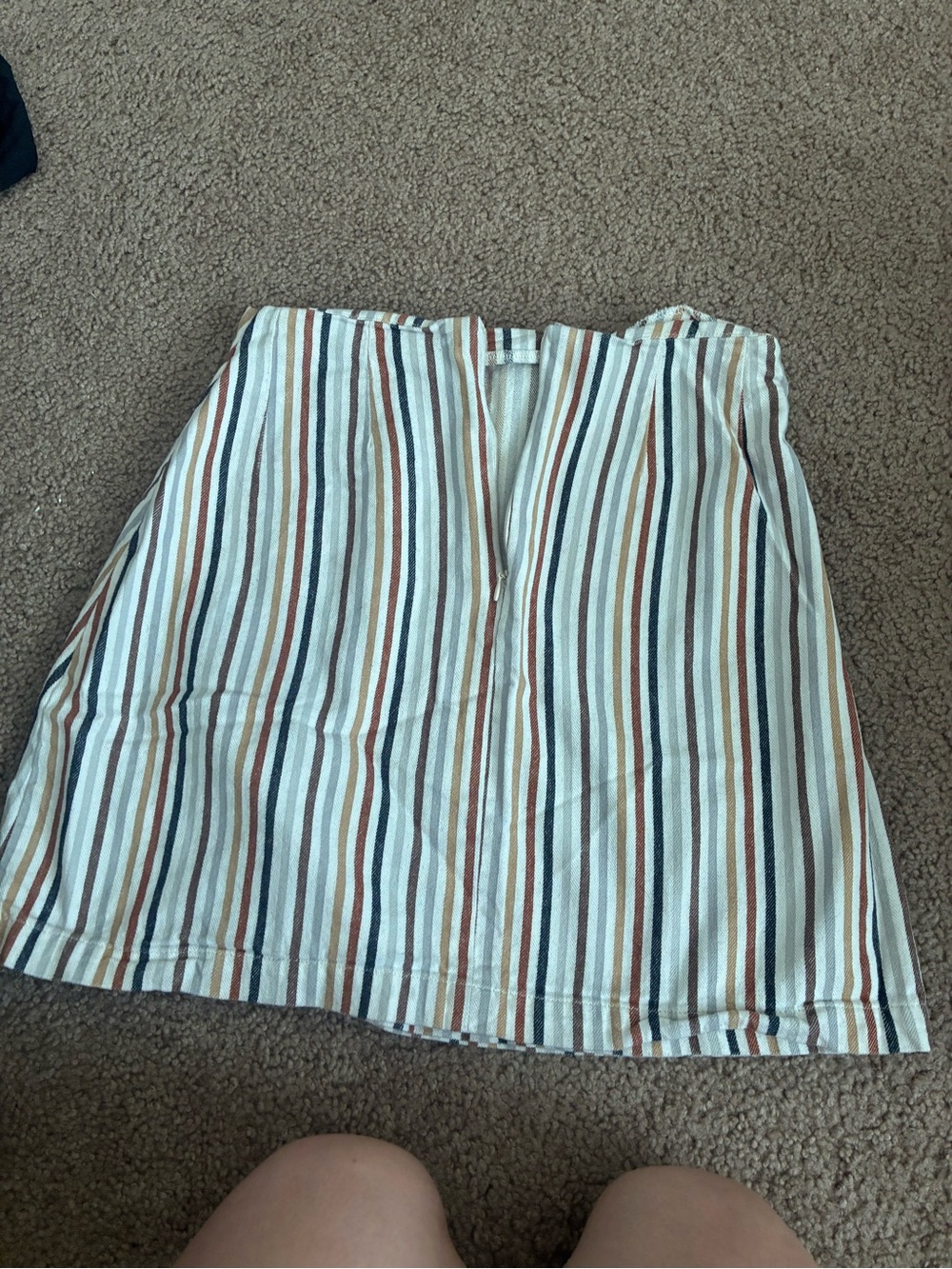 Striped A-Line Mini Skirt in Cream and Multi-Color